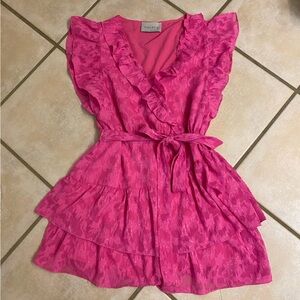 Hausen pink lace tie romper size large